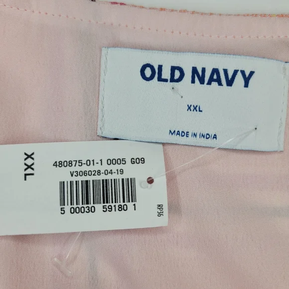 NWT Old Navy Dress Womens XXL Pink Orange Plaid Ruffle Fauz Wrap Picnic Summer - Picture 4 of 10